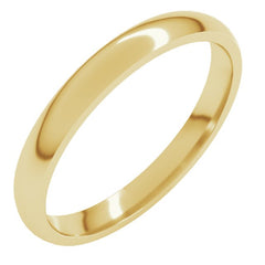 14K Yellow Gold 2.5 mm Lightweight Comfort-Fit Half Round Band Size 6