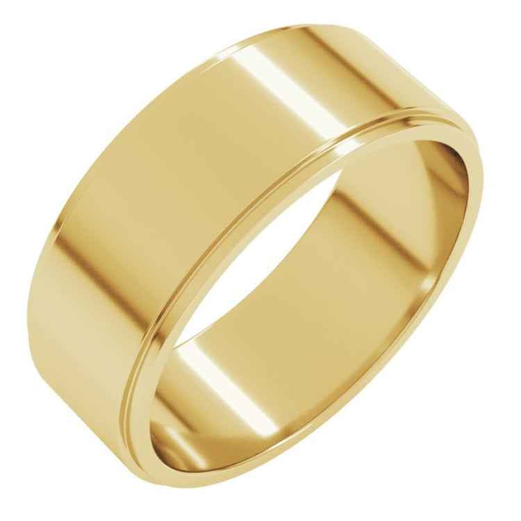 10K Yellow Gold 7 mm Stepped-Edge Flat Band Size 12.5