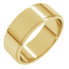 14K Yellow Gold 7 mm Stepped-Edge Flat Band Size 10
