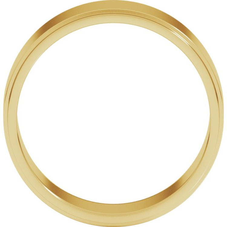 14K Yellow Gold 7 mm Stepped-Edge Flat Band Size 10