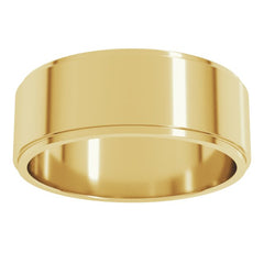 14K Yellow Gold 7 mm Stepped-Edge Flat Band Size 11