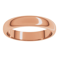 18K Rose Gold 4 mm Half Round Band Size 8