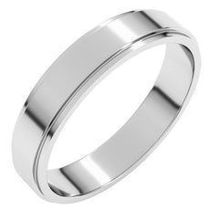 14K White Gold 4 mm Stepped-Edge Flat Band Size 10