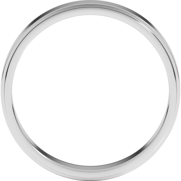 14K White Gold 4 mm Stepped-Edge Flat Band Size 10