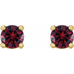 14K Yellow Gold Natural Ruby Youth Earrings