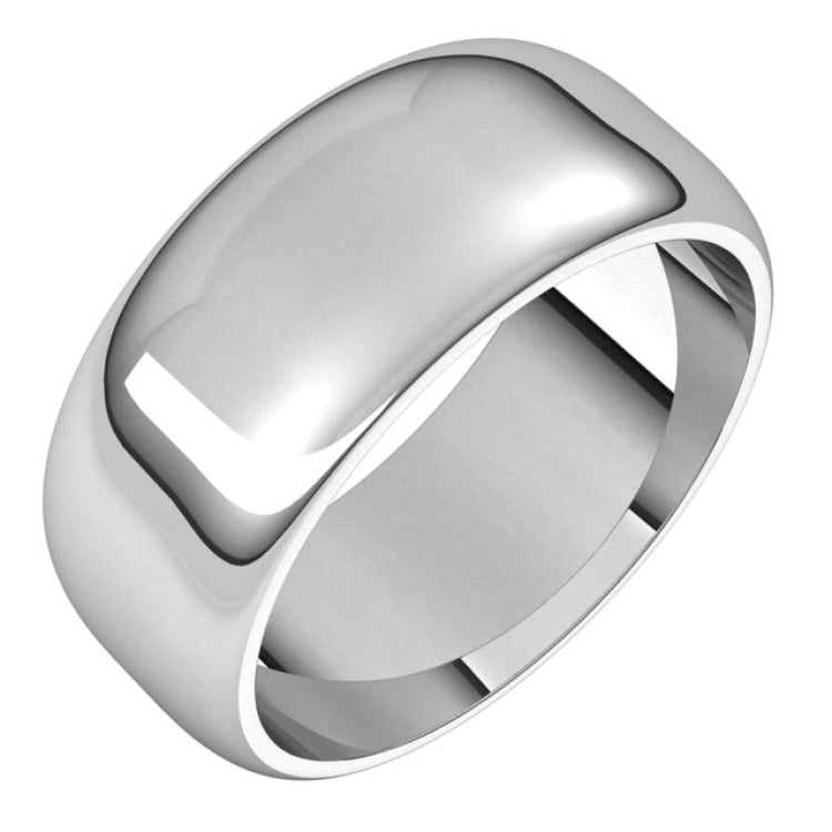 18K White Gold 8 mm Half Round Band Size 11.5