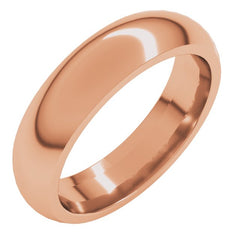 18K Rose Gold 5 mm Comfort-Fit Half Round Band Size 8