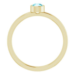14K Yellow Gold 4 mm Natural Blue Zircon Ring