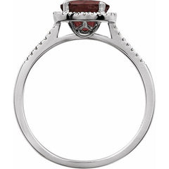 Sterling Silver Natural Mozambique Garnet & .01 CTW Natural Diamond Ring