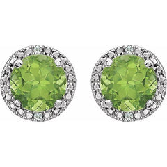 Sterling Silver Natural Peridot & .01 CTW Natural Diamond Earrings