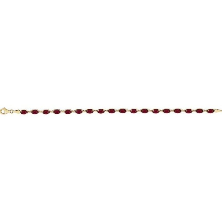 14K Yellow Gold Natural Mozambique Garnet 7 1/4" Bracelet