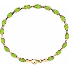 14K Yellow Gold Natural Peridot 7 1/4" Bracelet