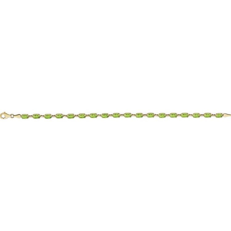 14K Yellow Gold Natural Peridot 7 1/4" Bracelet