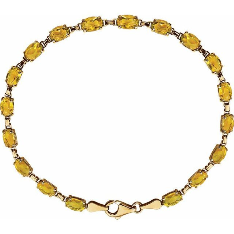 14K Yellow Gold Natural Citrine 7 1/4" Bracelet