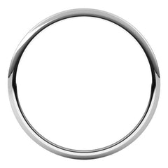 14K White Gold 1 mm Lightweight Half Round Band Size 9.5