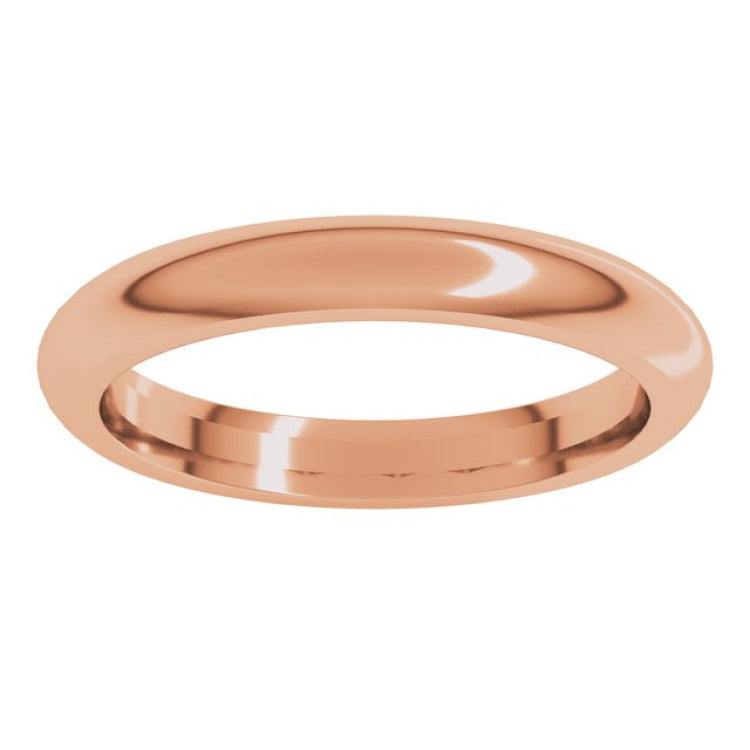 18K Rose Gold 3 mm Comfort-Fit Half Round Band Size 7