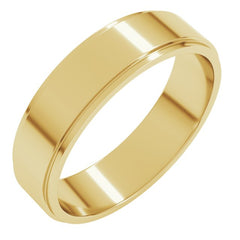 14K Yellow Gold 5 mm Stepped-Edge Flat Band Size 10