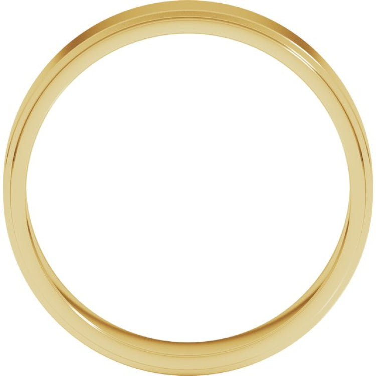 14K Yellow Gold 5 mm Stepped-Edge Flat Band Size 10