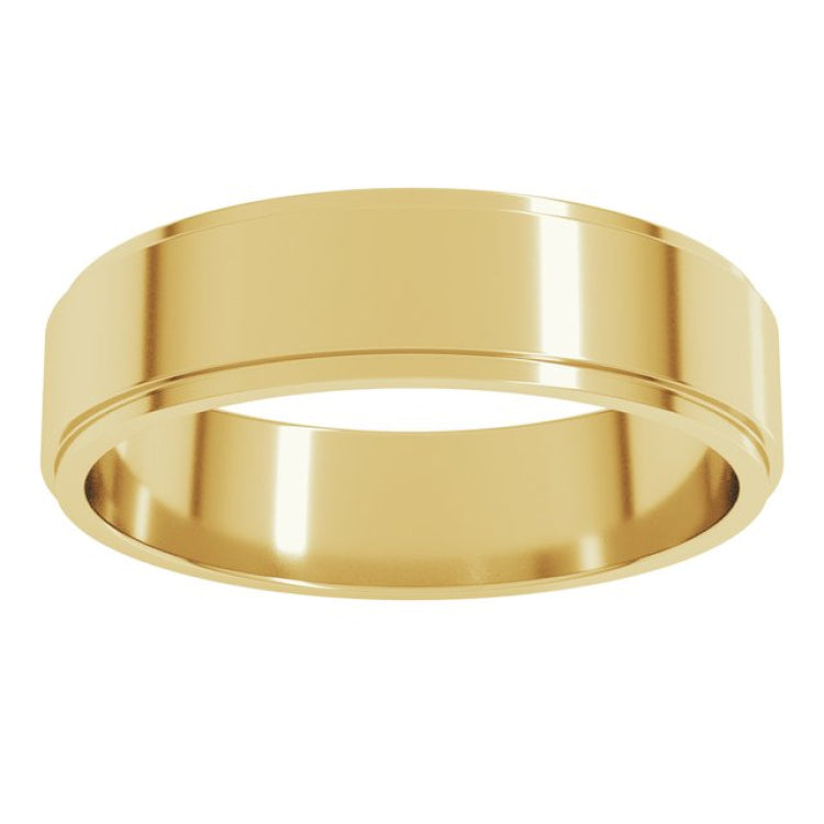 14K Yellow Gold 5 mm Stepped-Edge Flat Band Size 10