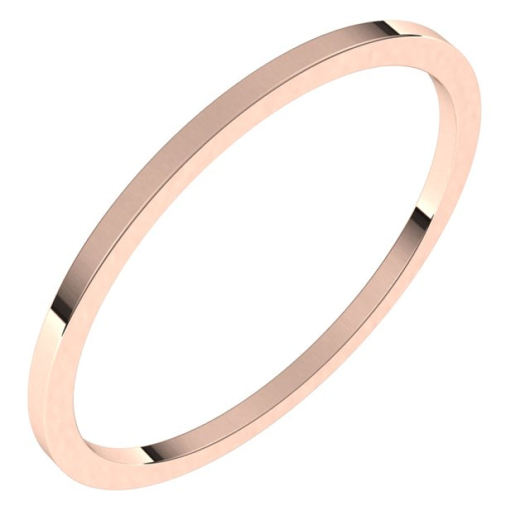 14K Rose Gold 1 mm Flat Band Size 7