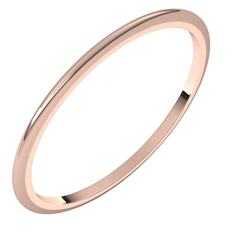 14K Rose Gold 1 mm Half Round Band Size 4