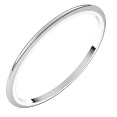 Platinum 1 mm Half Round Band Size 6