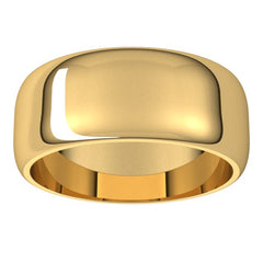 14K Yellow Gold 8 mm Half Round Band Size 9