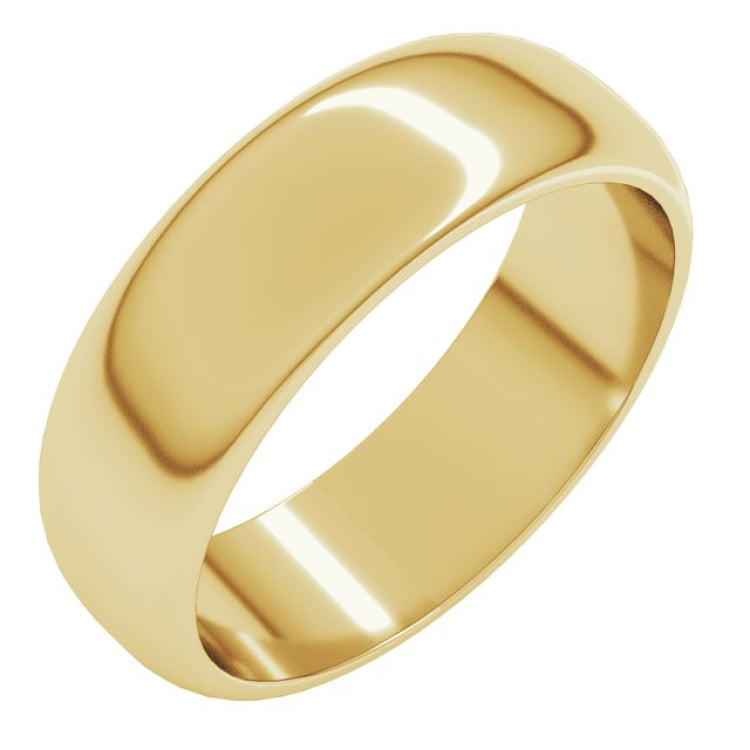 14K Yellow Gold 6 mm Half Round Band Size 5
