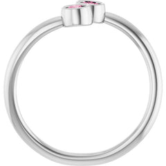 14K White Gold Natural Pink Tourmaline Two-Stone Ring