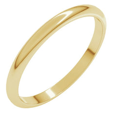 10K Yellow Gold 2 mm Half Round Band Size 5