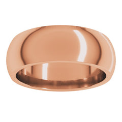 10K Rose Gold 7 mm Comfort-Fit Half Round Band Size 11