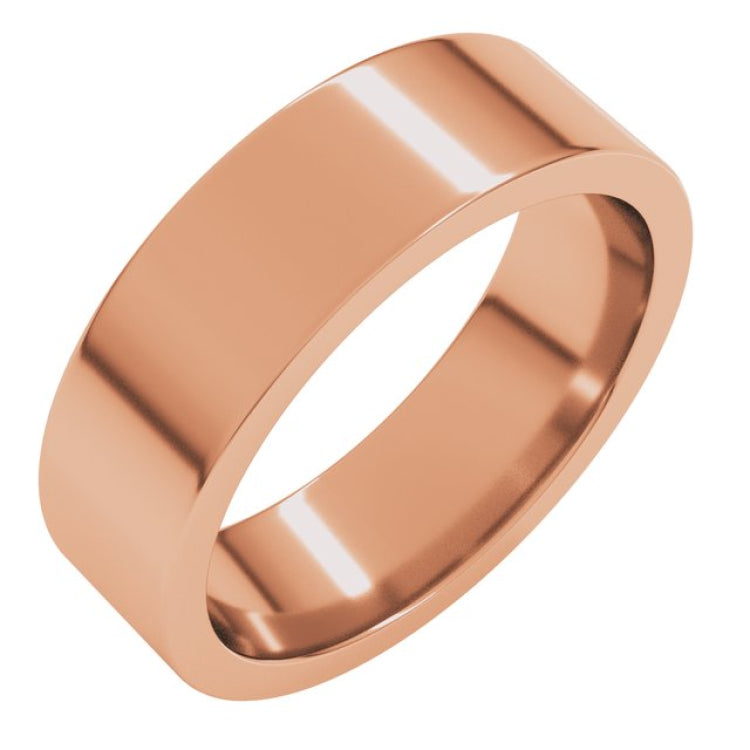 14K Rose Gold 6 mm Comfort-Fit Flat Band Size 5.5
