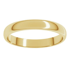 10K Yellow Gold 3 mm Lightweight Half Round Band Size 3
