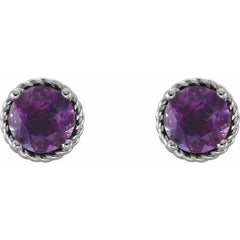 14K White Gold Amethyst Rope Earrings