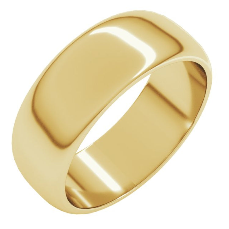 14K Yellow Gold 7 mm Half Round Band Size 11