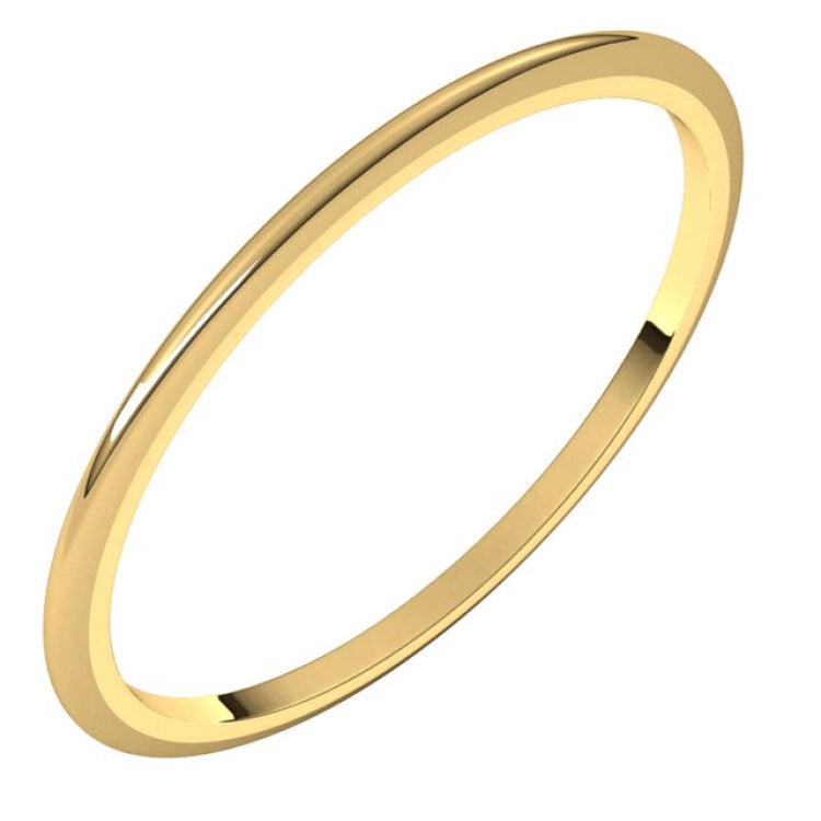 10K Yellow Gold 1 mm Half Round Band Size 7