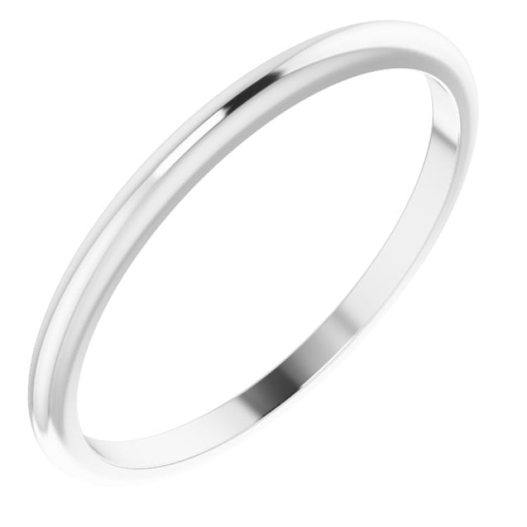 14K X1 White Gold 1.5 mm Half Round Band Size 7.5