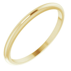 14K Yellow Gold 1.5 mm Half Round Band Size 8.5