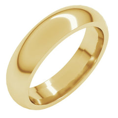 10K Yellow Gold 5 mm Comfort-Fit Half Round Band Size 13