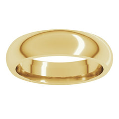 10K Yellow Gold 5 mm Comfort-Fit Half Round Band Size 13
