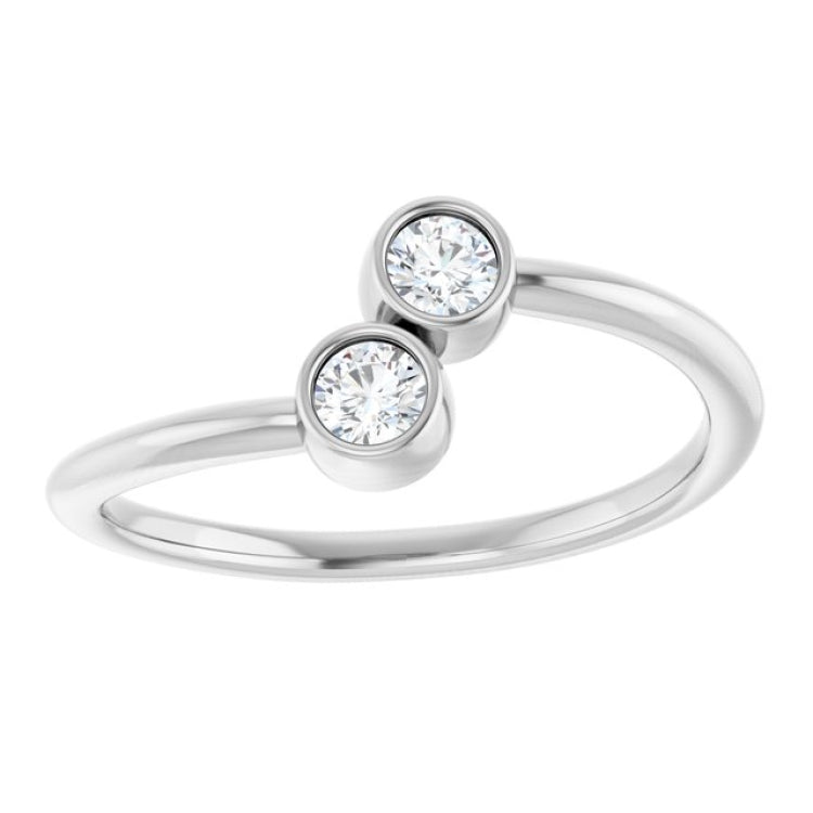 14K White Gold 1/5 CTW Natural Diamond Two-Stone Ring