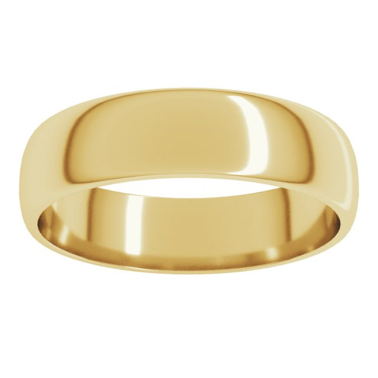 14K Yellow Gold 5 mm Lightweight Half Round Band Size 8.5