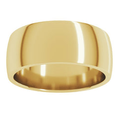 14K Yellow Gold 8 mm Lightweight Comfort-Fit Half Round Band Size 10