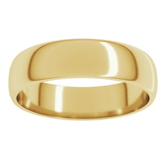 10K Yellow Gold 5 mm Lightweight Half Round Band Size 10