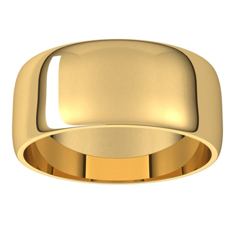 10K Yellow Gold 8 mm Lightweight Half Round Band Size 10