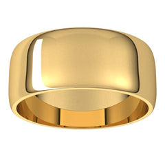 10K Yellow Gold 8 mm Lightweight Half Round Band Size 10