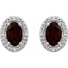 Sterling Silver Natural Mozambique Garnet & .025 CTW Natural Diamond Earrings
