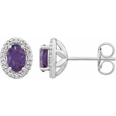 Sterling Silver Natural Amethyst & .025 CTW Natural Diamond Earrings