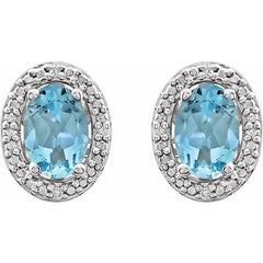 Sterling Silver Natural Sky Blue Topaz & .025 CTW Natural Diamond Earrings