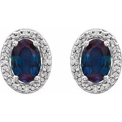 Sterling Silver Lab-Grown Alexandrite & .025 CTW Natural Diamond Earrings